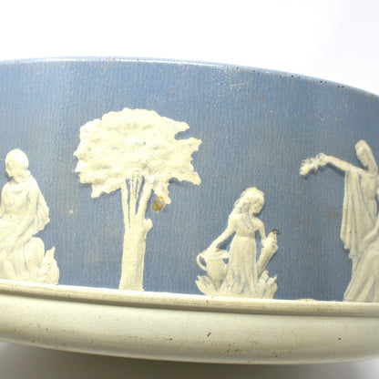 Tin: Guildcraft: Jasperware-Style, Blue/White Neoclassical, Greco-Roman, Embossed Figures, Vintage 1950s