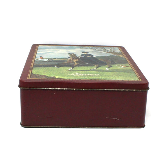 Gift Tin / Cookie Tin, Ralph Lauren, Equestrian Box, Victorian Woman Riding Horse, John Sturgess, Vintage