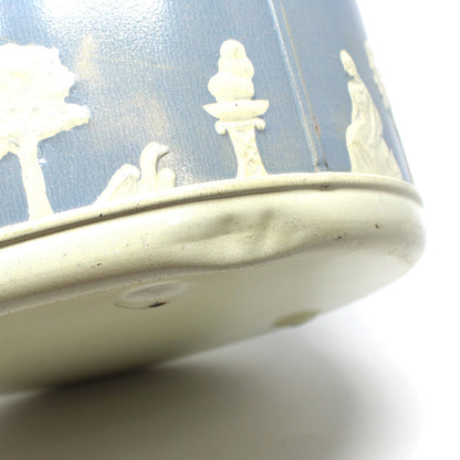 Tin: Guildcraft: Jasperware-Style, Blue/White Neoclassical, Greco-Roman, Embossed Figures, Vintage 1950s