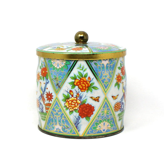 Gift Tin / Cookie Tin, Daher, Asian Floral Chinoiserie, Vintage, England