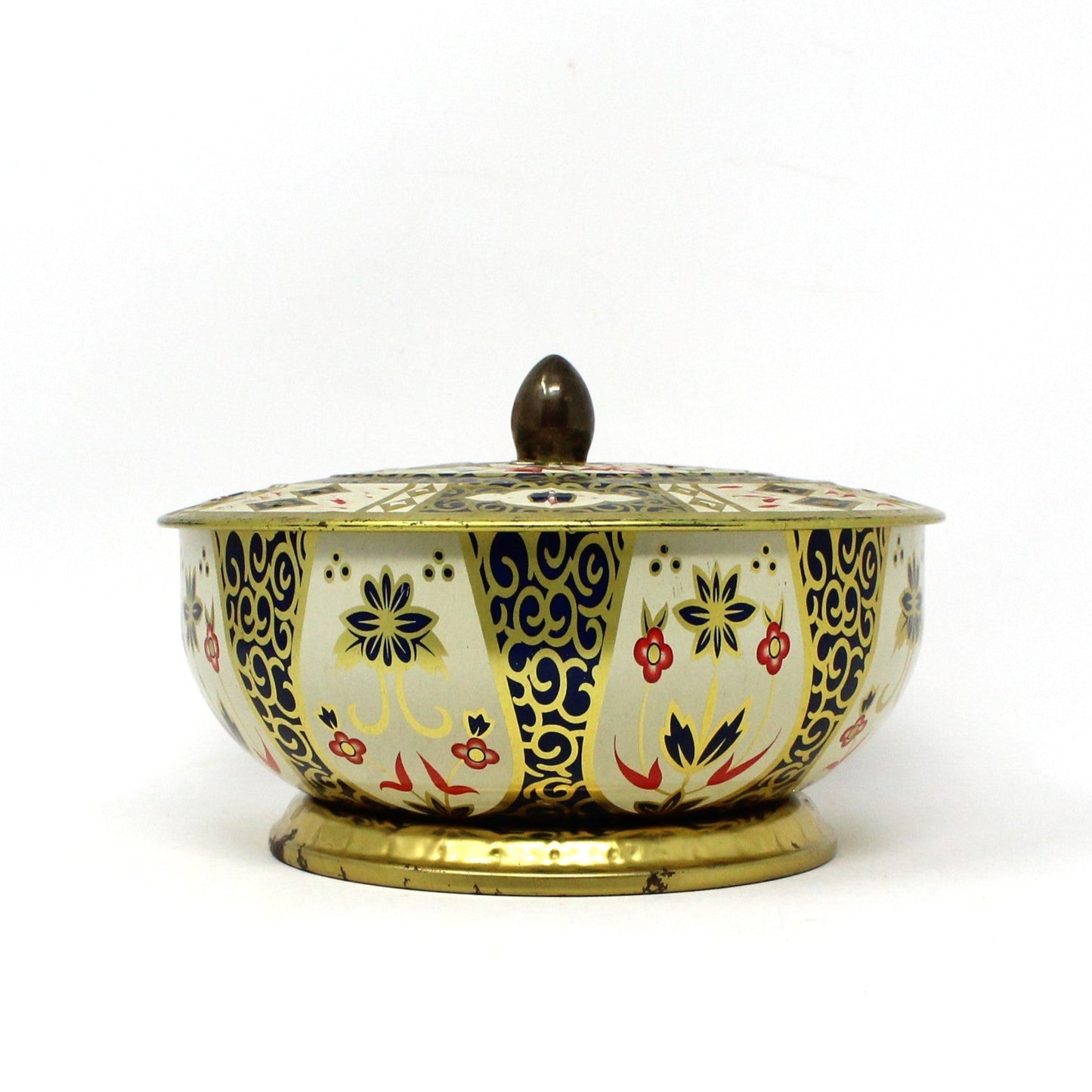 Gift Tin / Cookie Tin, Crown Derby, Imari Style Design, Chinoiserie Vintage, England