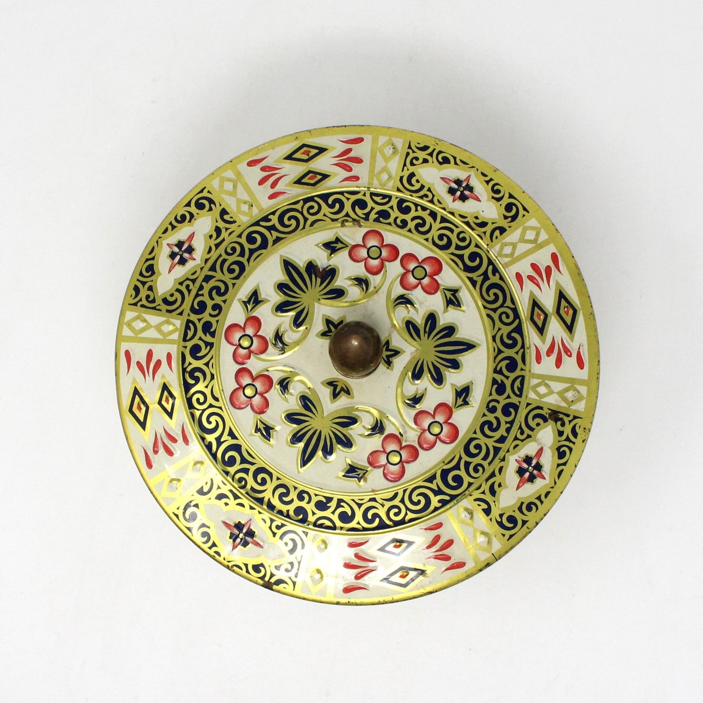Gift Tin / Cookie Tin, Crown Derby, Imari Style Design, Chinoiserie Vintage, England