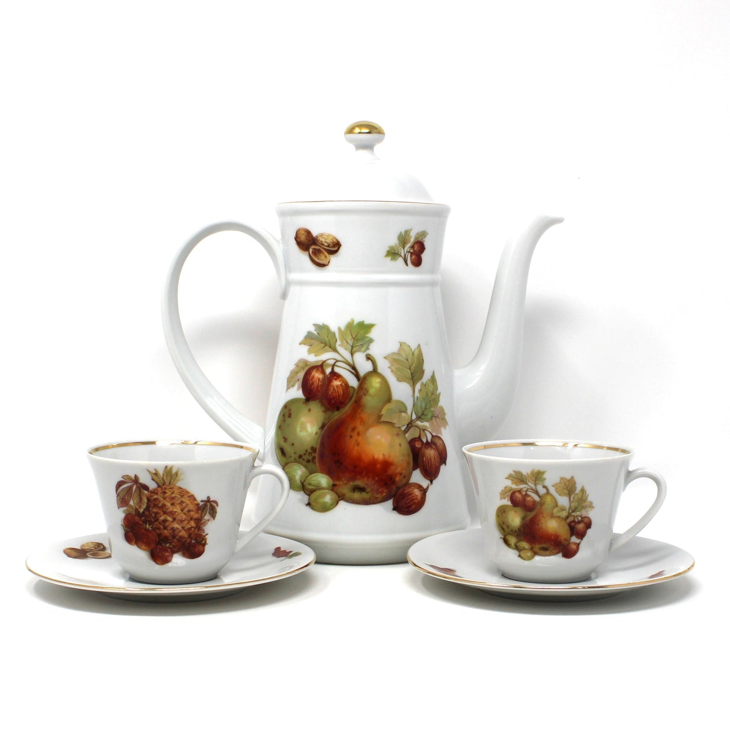 Coffee Service: Seltmann Weiden, Fruit and Nut Pattern (SLT83), Porcelain, Bavaria W. Germany, Vintage