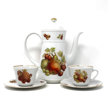 Coffee Service: Seltmann Weiden, Fruit and Nut Pattern (SLT83), Porcelain, Bavaria W. Germany, Vintage