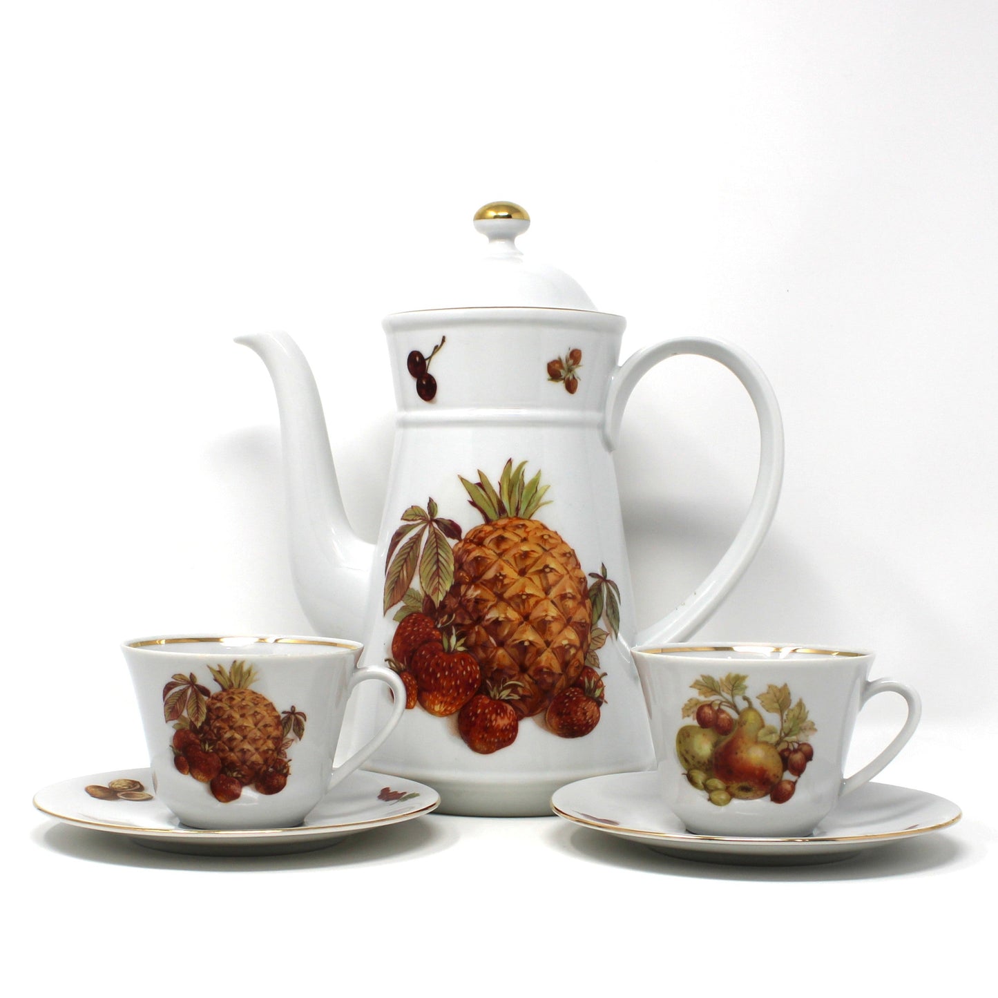 Coffee Service: Seltmann Weiden, Fruit and Nut Pattern (SLT83), Porcelain, Bavaria W. Germany, Vintage