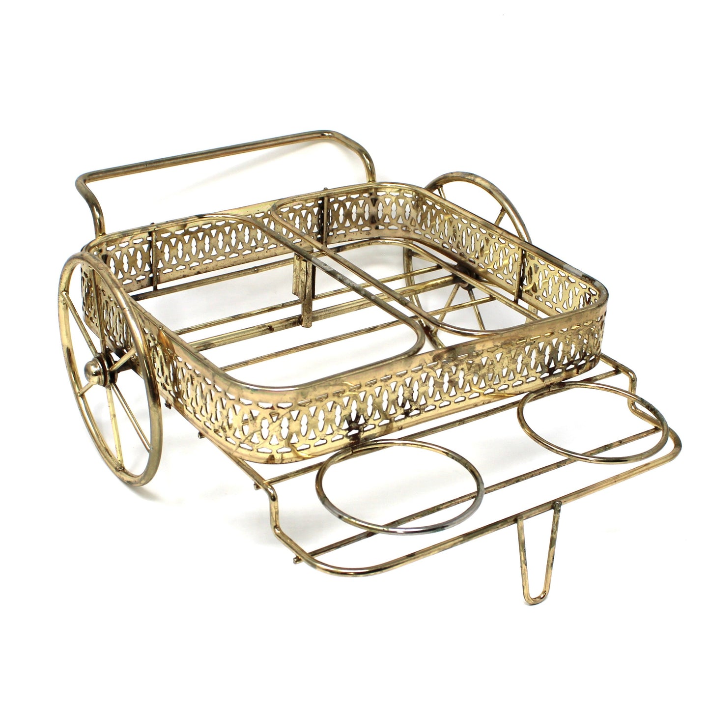 Hostess Caddy Set: McKee Glass, Wire Carrier with Fridgies, Condiment Jars & Spoons 7Pc, Vintage, 1940s