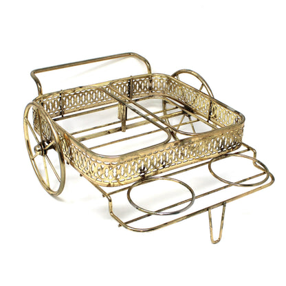 Hostess Caddy Set: McKee Glass, Wire Carrier with Fridgies, Condiment Jars & Spoons 7Pc, Vintage, 1940s