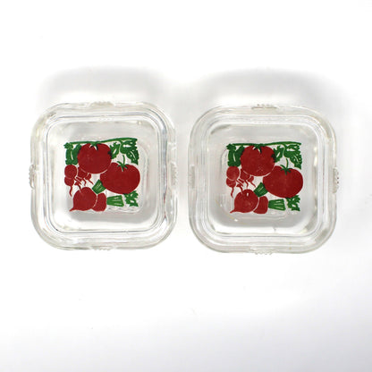 Hostess Caddy Set: McKee Glass, Wire Carrier with Fridgies, Condiment Jars & Spoons 7Pc, Vintage, 1940s