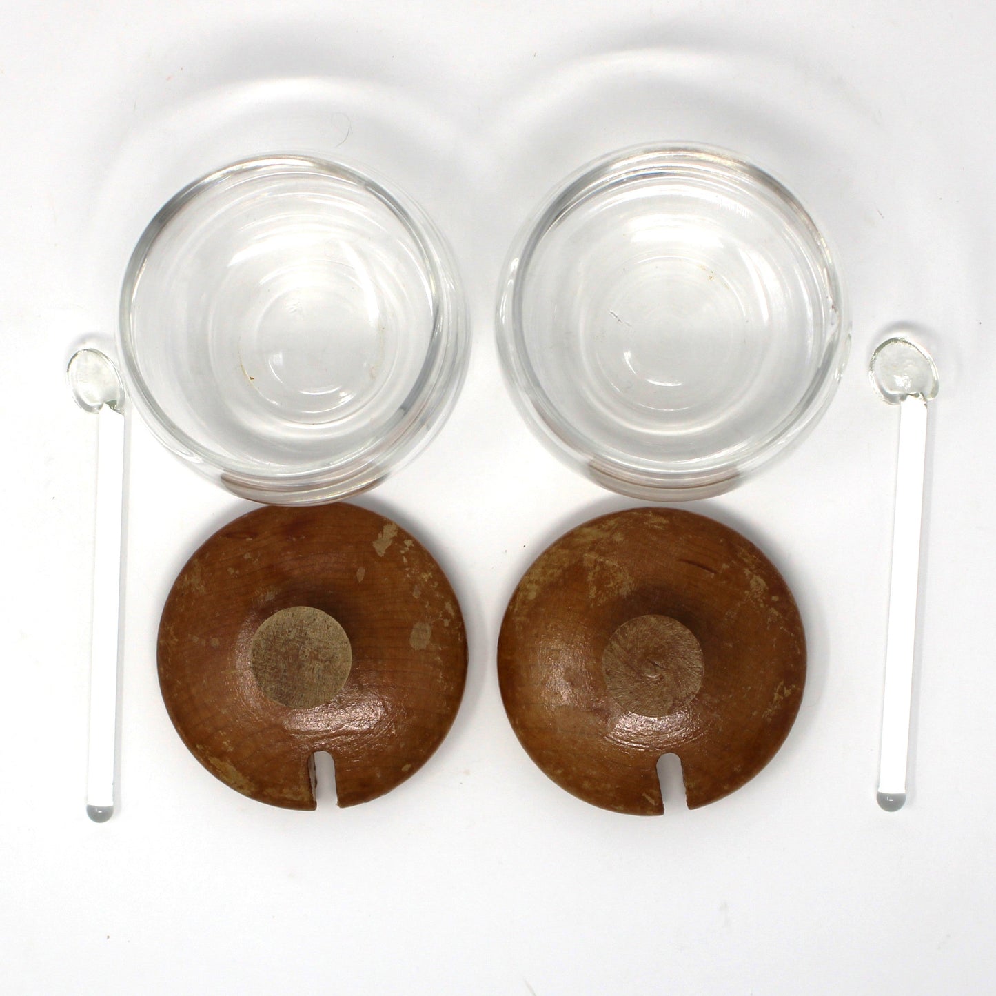 Hostess Caddy Set: McKee Glass, Wire Carrier with Fridgies, Condiment Jars & Spoons 7Pc, Vintage, 1940s