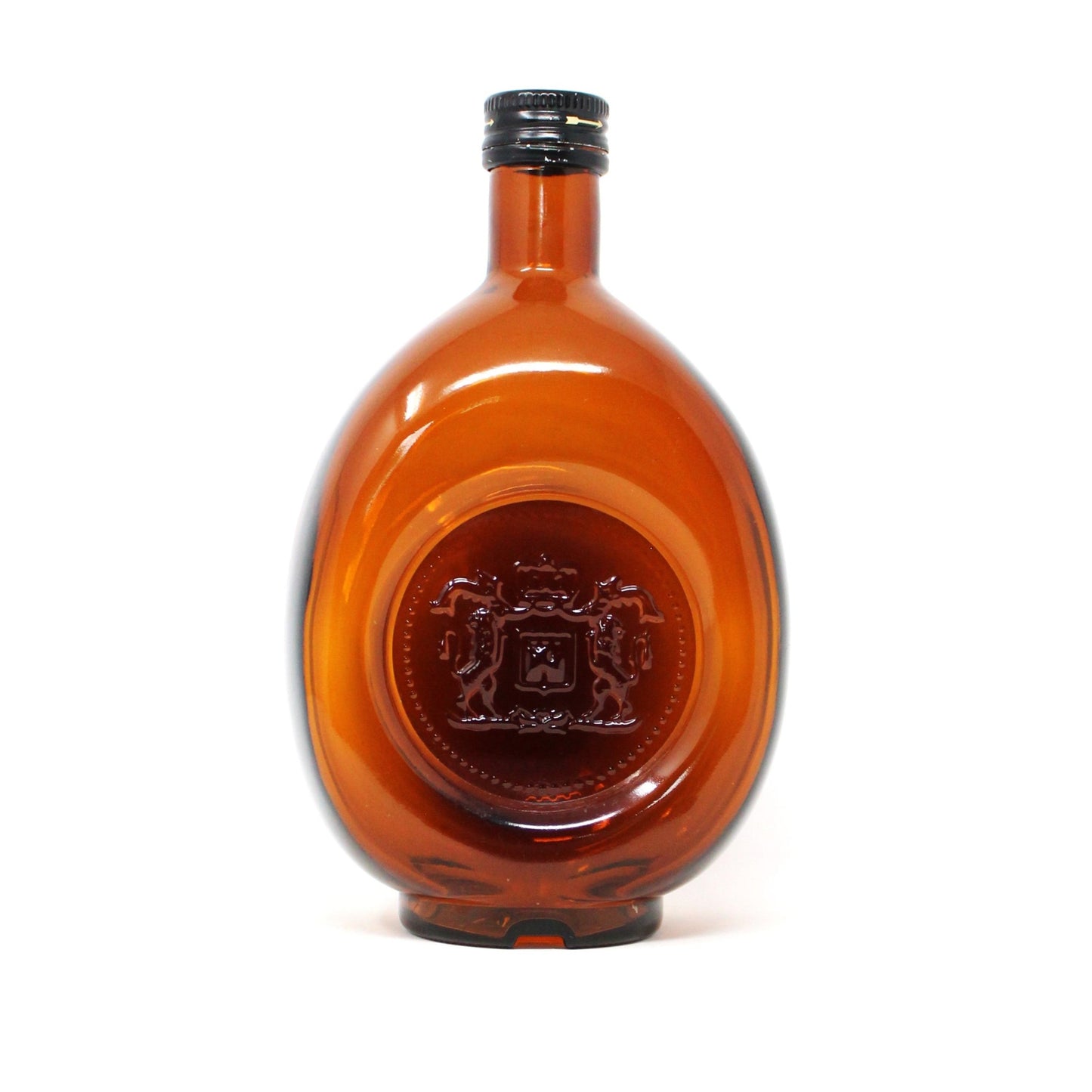 Collectible Bottle,  Liquor Bottle, Amber / Brown Glass, Lions Crest Seal, Italian Liquor Empty, Collectible