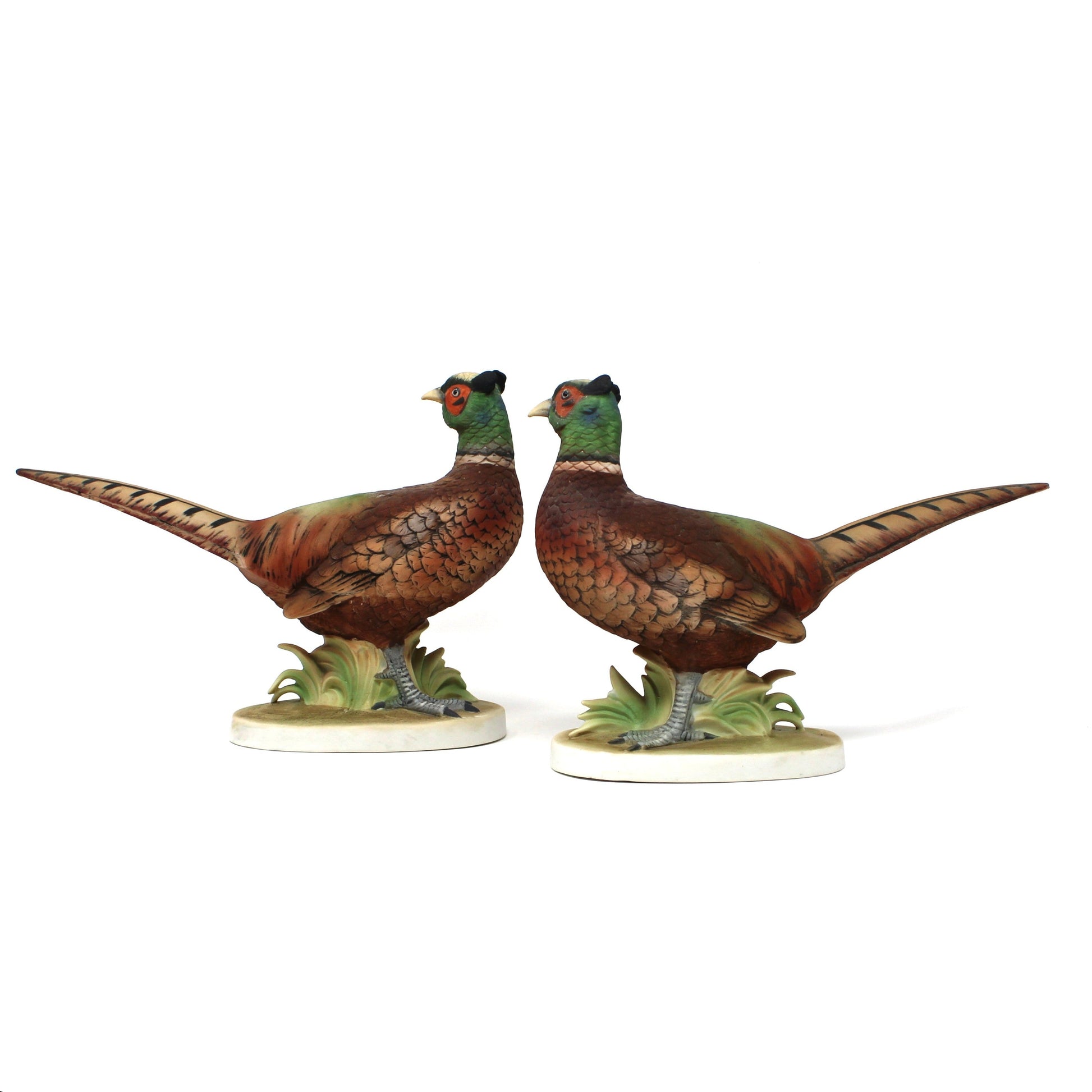 A set of two Vintage Lefton Figurines, shaped like Pheasants, model #KW670, Hand Painted, Japan