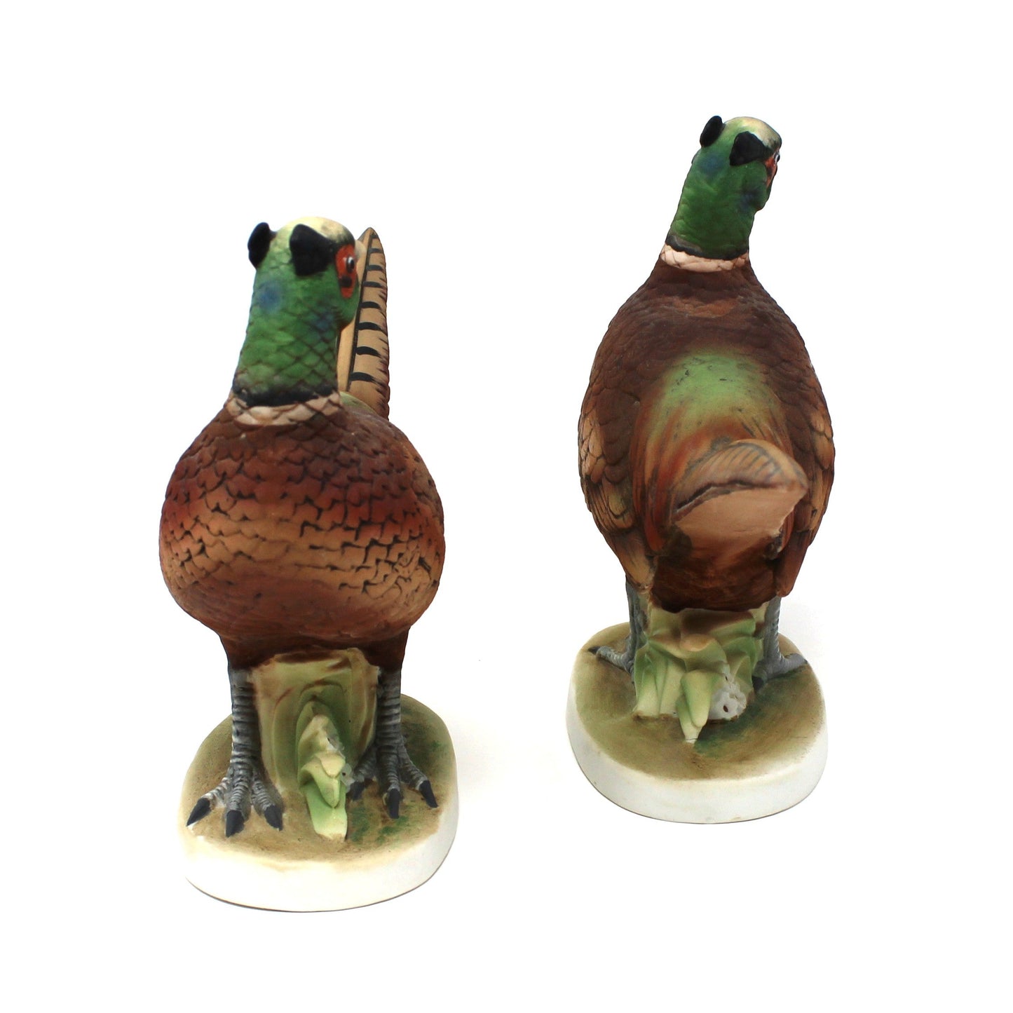 Figurines, Lefton, Pheasant Pair, KW670, Hand Painted, Vintage Set of Two, Japan 1960s