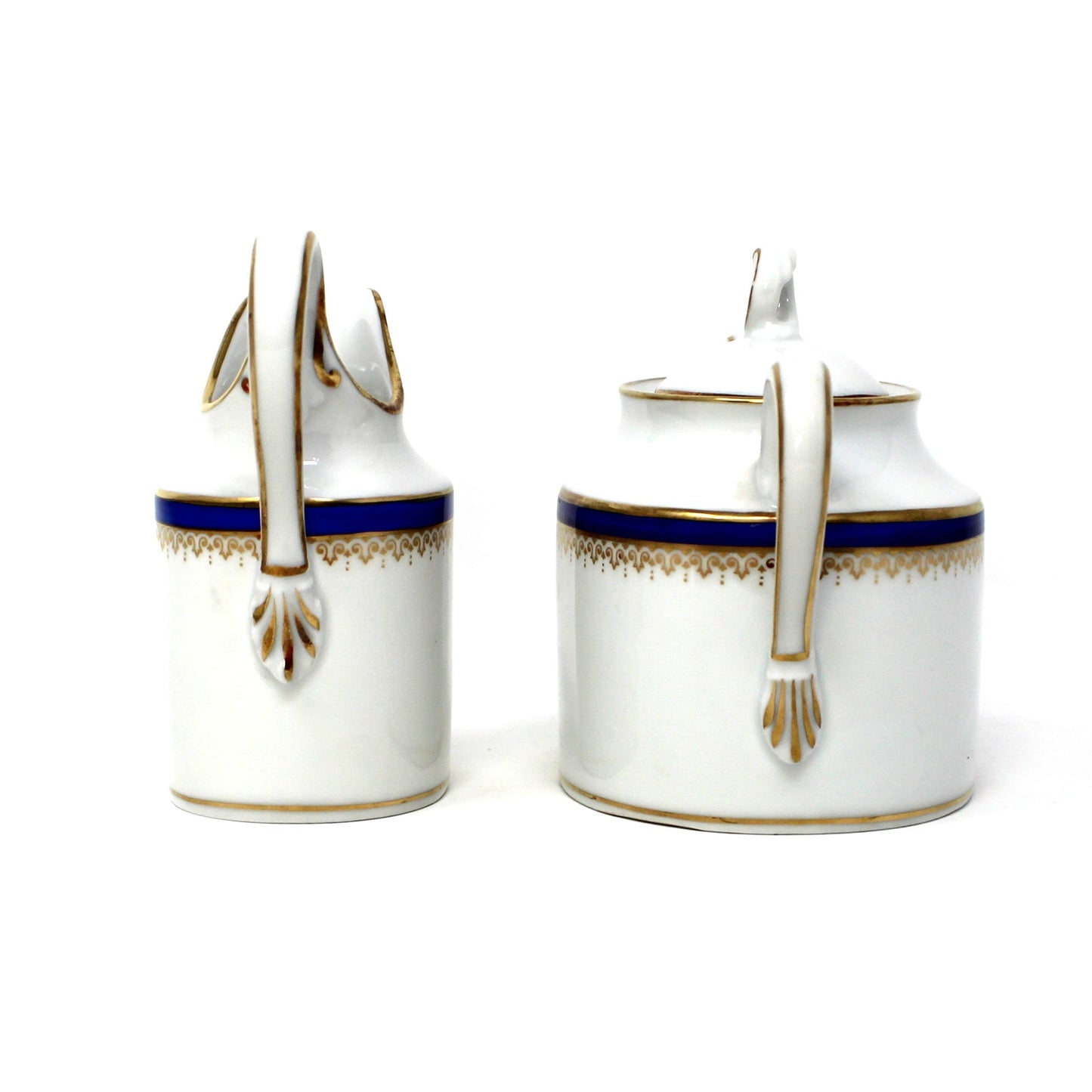 Creamer & Sugar with Lid: Richard Ginori, Regal Blue 22Kt Gold, Italy, Vintage 1982