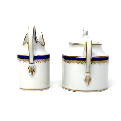 Creamer & Sugar with Lid: Richard Ginori, Regal Blue 22Kt Gold, Italy, Vintage 1982