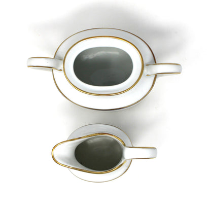 Creamer & Sugar with Lid: Richard Ginori, Regal Blue 22Kt Gold, Italy, Vintage 1982