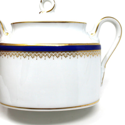Creamer & Sugar with Lid: Richard Ginori, Regal Blue 22Kt Gold, Italy, Vintage 1982