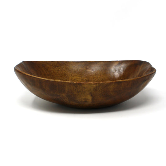 Decorative Bowl: Sculptural Hand-Carved Taverneau Wood, Haiti, Mid-Century Modern, Vintage 1960s