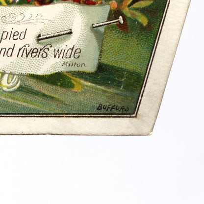 Trade Card: Lion Coffee, Milkmaid and Cow at Pond, Woolson Spice Co., Antique 1880s Advertising Ephemera