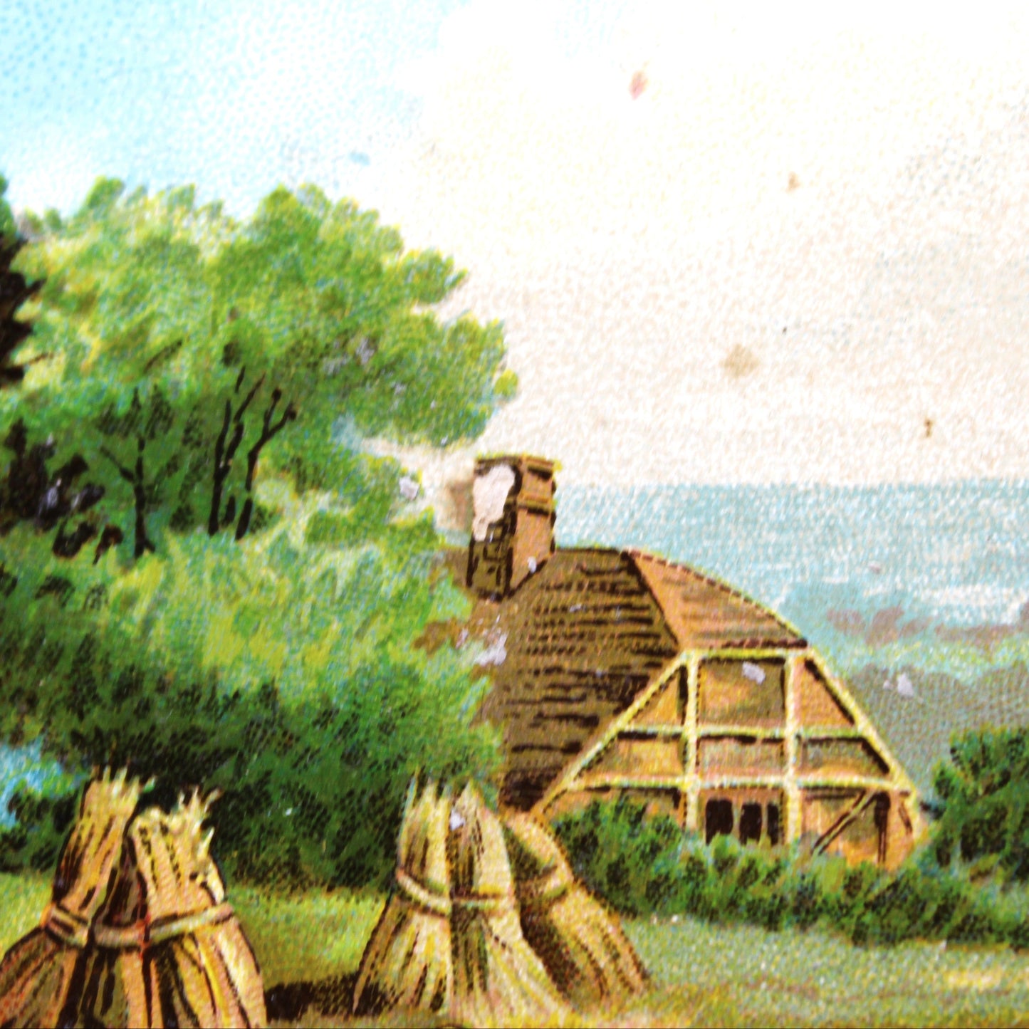 Trade Card: Lion Coffee, Wheat Harvest Scene, Woolson Spice Co., Antique 1880s Advertising Ephemera