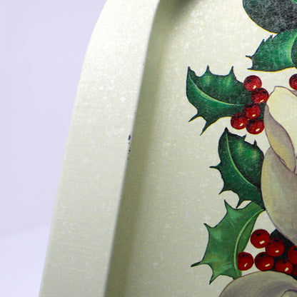 Tray: Potpourri Designs, Christmas Magnolia and Holly, Metal, Rectangular, Vintage China, 1995