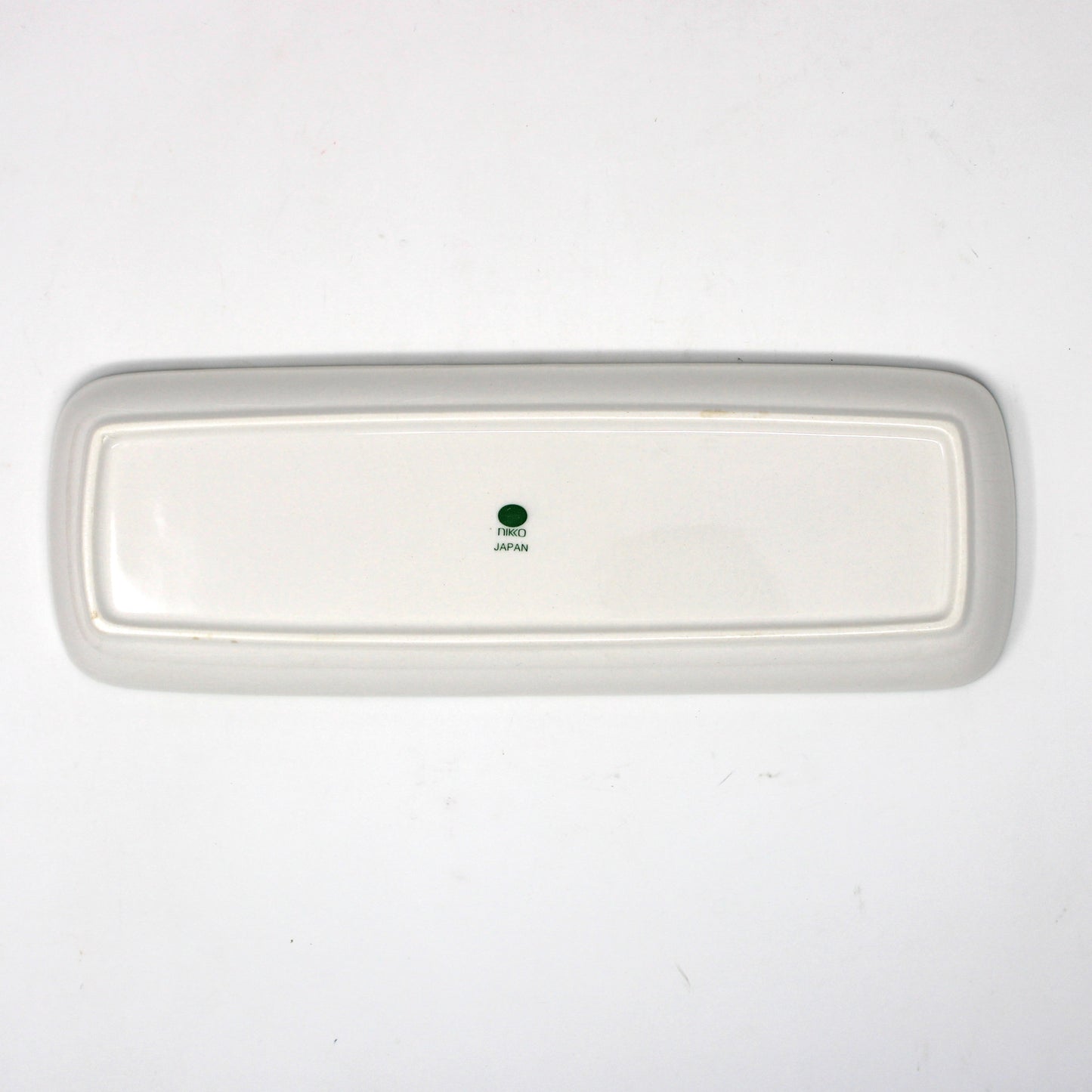 Back view of Mint Tray by NIKKO Happy Holidays collection. Ironstone, In Original Box, Vintage Japan 1980s

