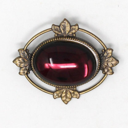 Brooch / Pin, Oval Shaped Brooch, Amethyst Glass Cabochon Jelly, Victorian Style, Vintage