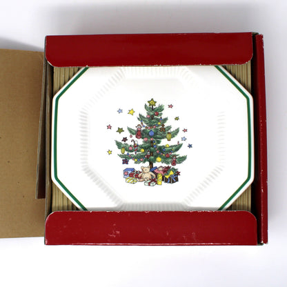 Dessert / Salad Plates: NIKKO Christmastime, Set of Four in Box, Ironstone, Vintage Japan 1990s