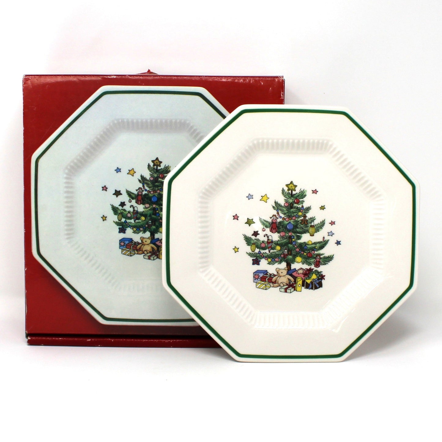 Dessert / Salad Plates: NIKKO Christmastime, Set of Four in Box, Ironstone, Vintage Japan 1990s