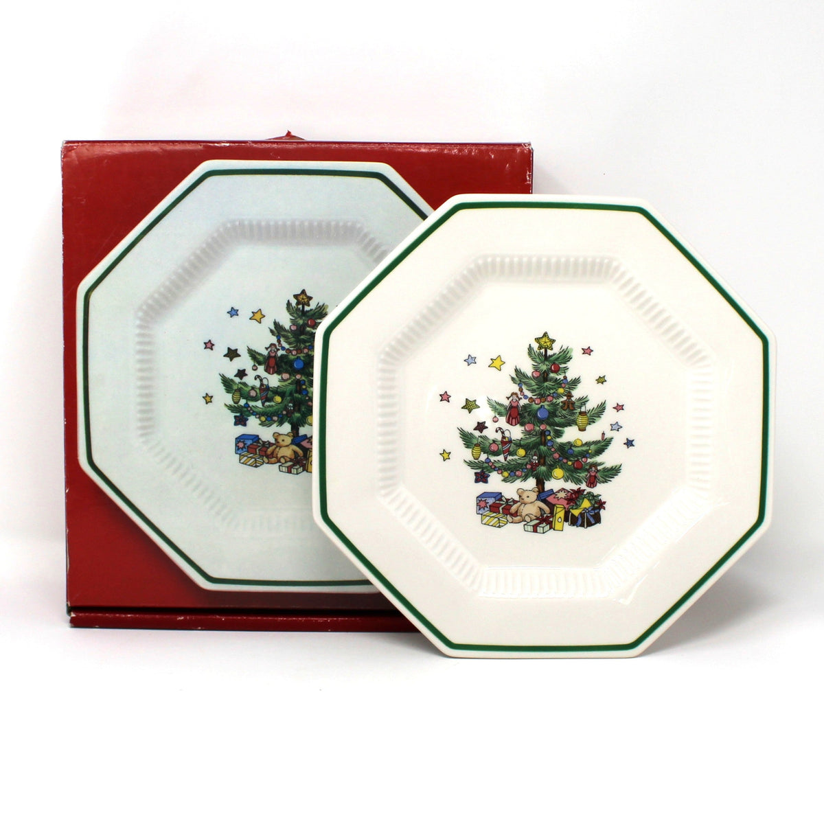 Dessert / Salad Plates: NIKKO Christmastime, Set of Four in Box, Ironstone, Vintage Japan 1990s