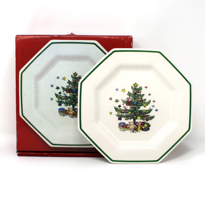 Dessert / Salad Plates: NIKKO Christmastime, Set of Four in Box, Ironstone, Vintage Japan 1990s