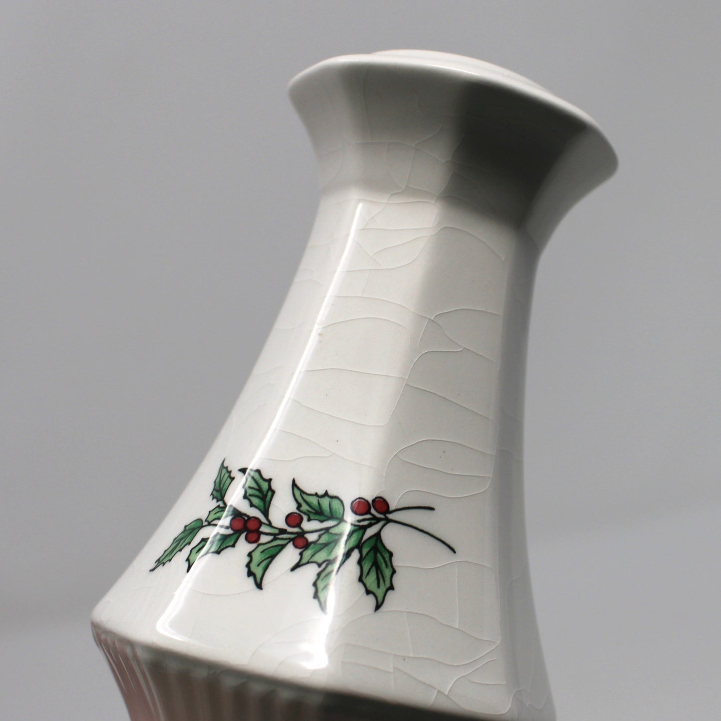 Salt and Pepper Shakers: NIKKO Christmastime, Holly & Berries, 3/4 Hole, Unused in Box, Vintage Japan 1990s