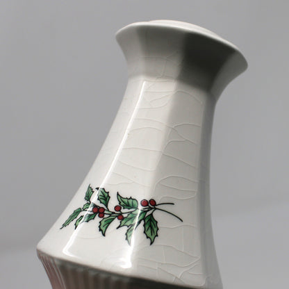 Salt and Pepper Shakers: NIKKO Christmastime, Holly & Berries, 3/4 Hole, Unused in Box, Vintage Japan 1990s