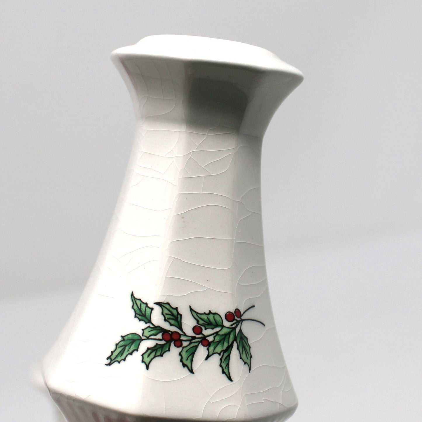 Salt and Pepper Shakers: NIKKO Christmastime, Holly & Berries, 3/4 Hole, Unused in Box, Vintage Japan 1990s