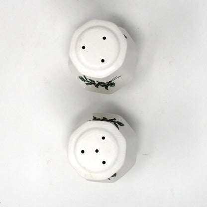 Salt and Pepper Shakers: NIKKO Christmastime, Holly & Berries, 3/4 Hole, Unused in Box, Vintage Japan 1990s