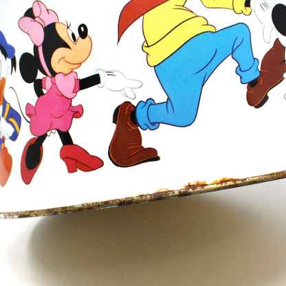 Gift Tin / Popcorn Tin, Disney Characters, Mickey, Minnie, Goofy, Donald, Pluto, Vintage, Large 7.5" Tall