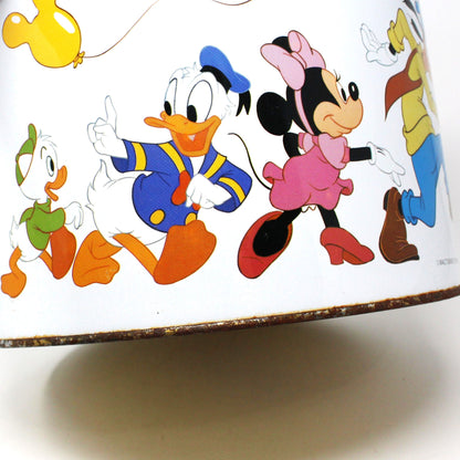 Gift Tin / Popcorn Tin, Disney Characters, Mickey, Minnie, Goofy, Donald, Pluto, Vintage, Large 7.5" Tall