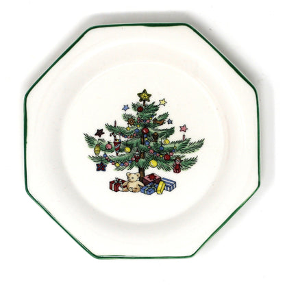 Coasters: NIKKO Christmastime, Set of 4 in Box, Octagonal Ironstone, Vintage Japan 1990s