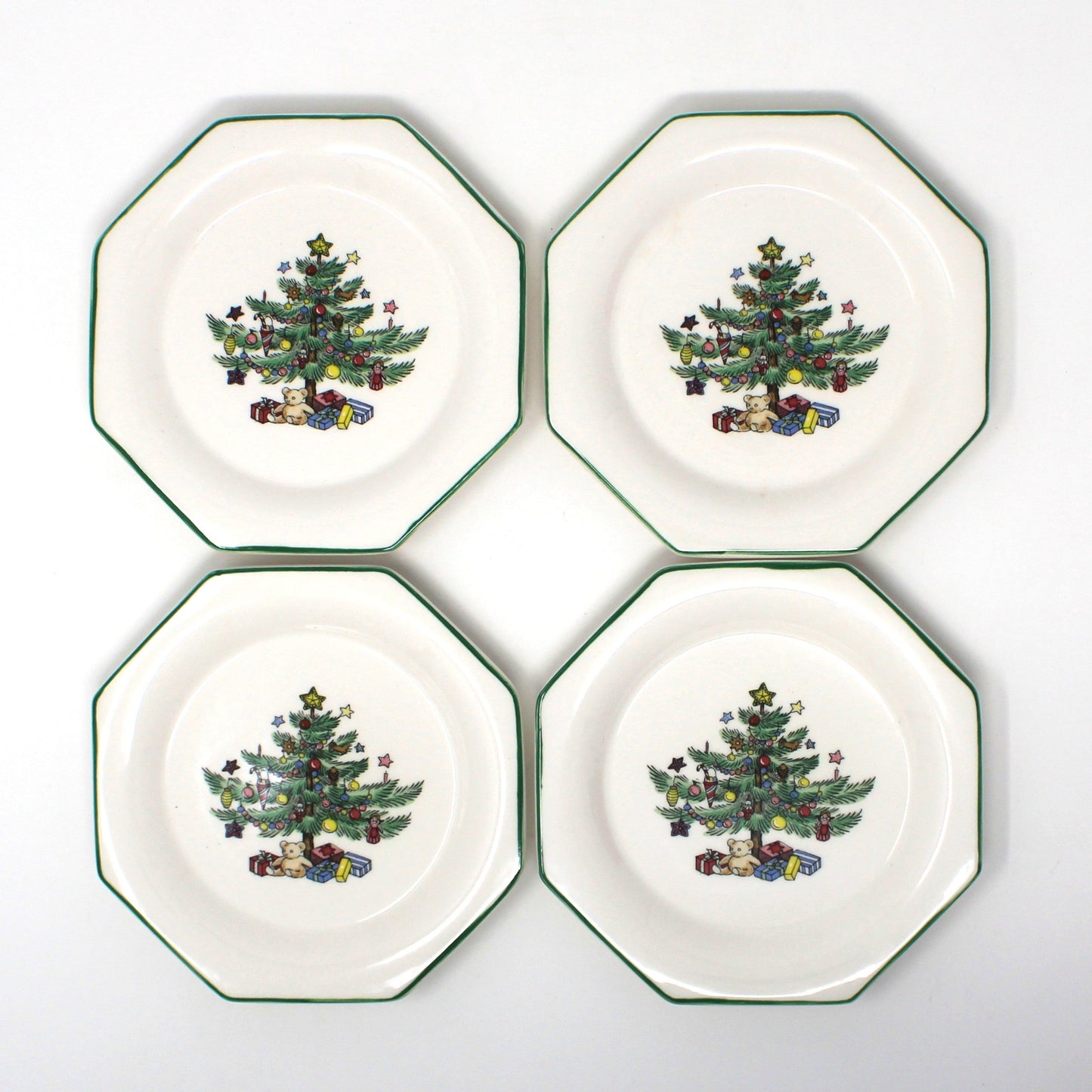 Coasters: NIKKO Christmastime, Set of 4 in Box, Octagonal Ironstone, Vintage Japan 1990s