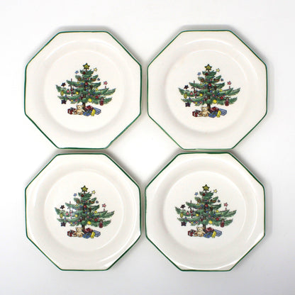 Coasters: NIKKO Christmastime, Set of 4 in Box, Octagonal Ironstone, Vintage Japan 1990s