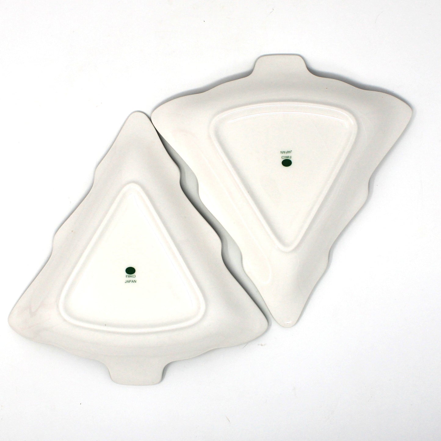 Candy Dish: NIKKO Christmastime, Tree-Shaped, Set of 2 in Box, Ironstone, Vintage Japan 1990s