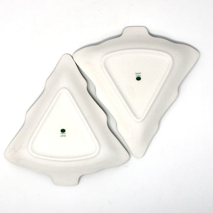 Candy Dish: NIKKO Christmastime, Tree-Shaped, Set of 2 in Box, Ironstone, Vintage Japan 1990s