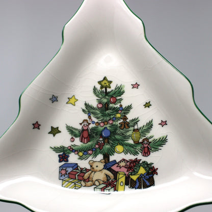 Candy Dish: NIKKO Christmastime, Tree-Shaped, Set of 2 in Box, Ironstone, Vintage Japan 1990s