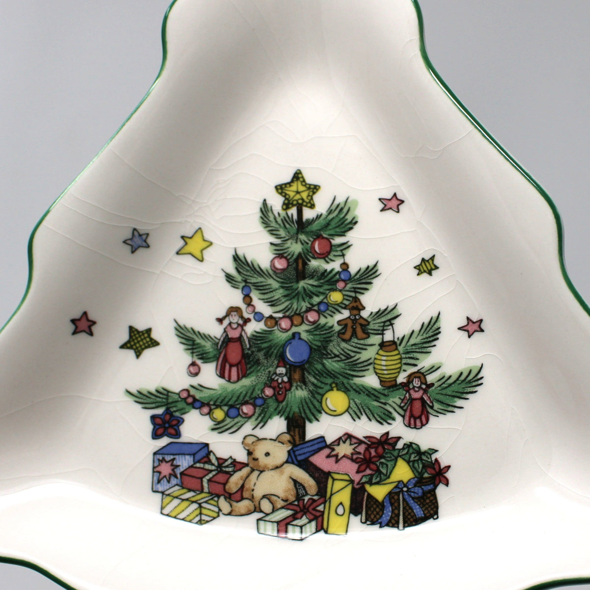 Candy Dish: NIKKO Christmastime, Tree-Shaped, Set of 2 in Box, Ironstone, Vintage Japan 1990s