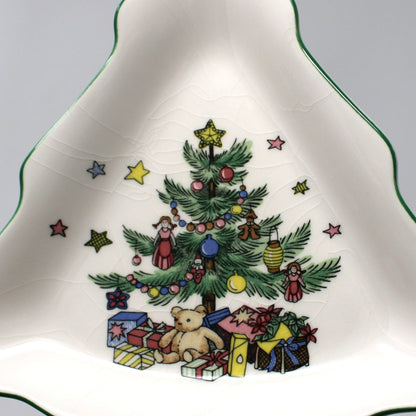 Candy Dish: NIKKO Christmastime, Tree-Shaped, Set of 2 in Box, Ironstone, Vintage Japan 1990s