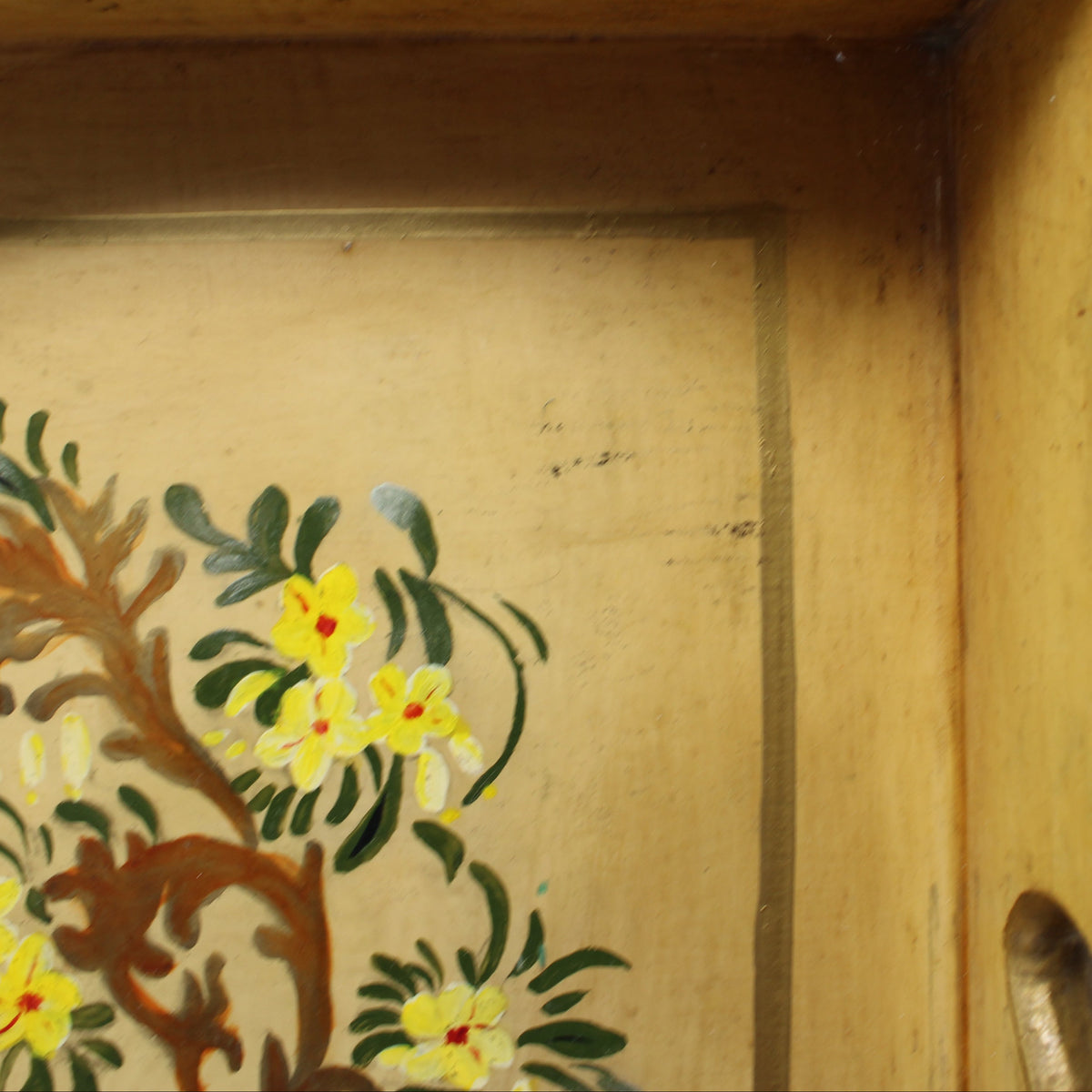 Tray: Hand Painted Bird and Floral Design, Wood Serving Tray, Vintage 1960s