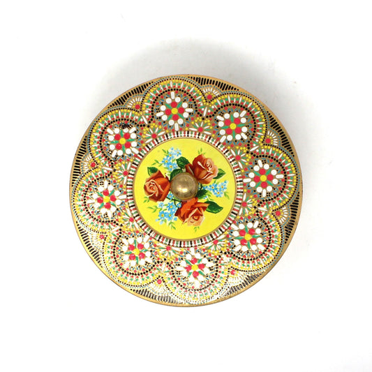 Gift Tin / Cookie Tin, Daher, Embossed Mosaic Floral Biscuit Tin, Vintage, England