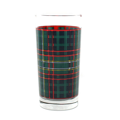 Vintage Ralph Lauren, Green Tartan Plaid Blown Glass, Americana Barware