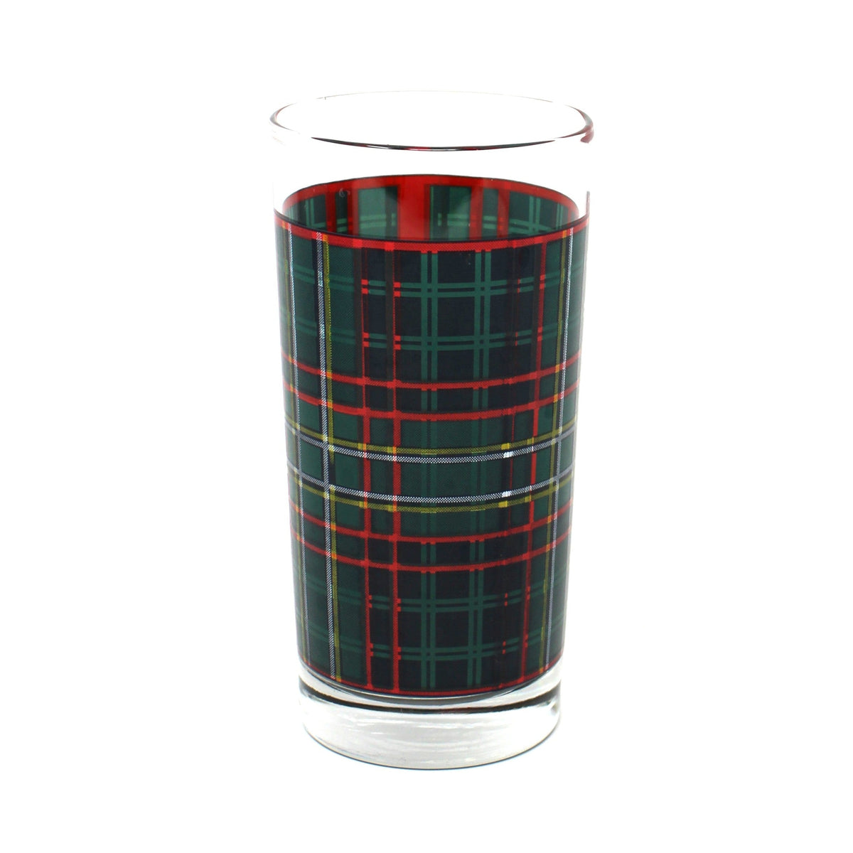 A Vintage drinking glass from Ralph Lauren, Green Tartan Plaid Blown Glass