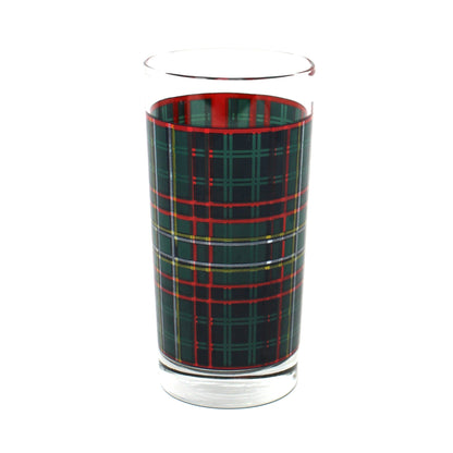 A Vintage drinking glass from Ralph Lauren, Green Tartan Plaid Blown Glass