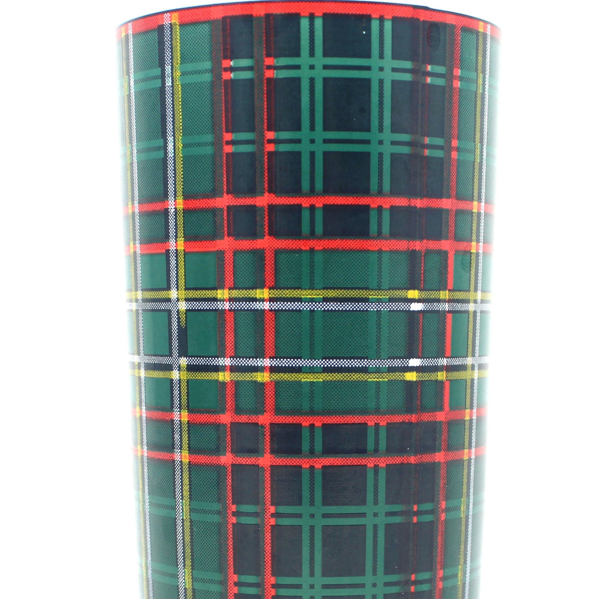 green tartan plaid drinking glass